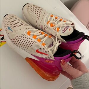 Nike Air Max 270 Women's Sneakers - White, Orange, and Pink